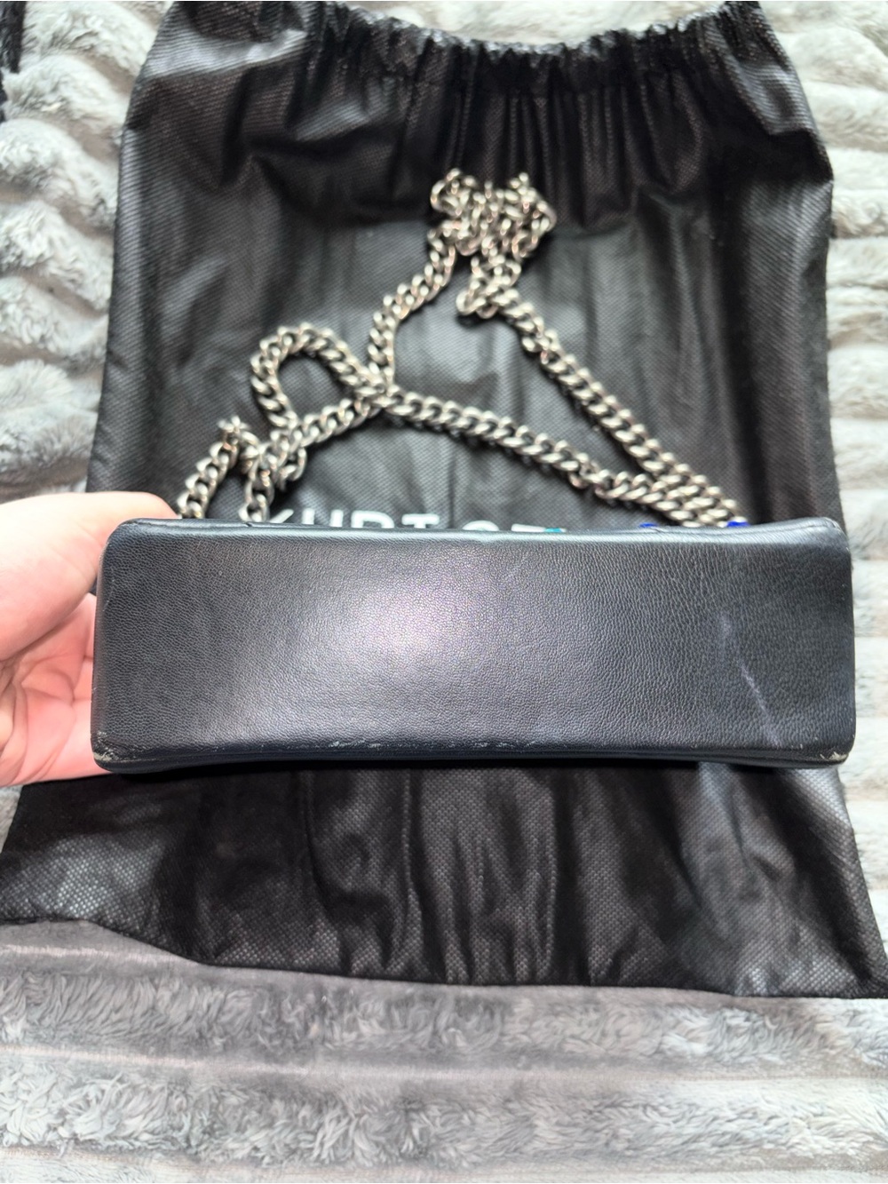 Kurt Geiger Black Leather Shoulder Bag with Multicolor Crystal Studs - Picture 2 of 6